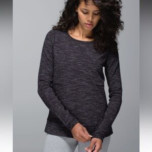 Lululemon Exhalation Pullover II Heathered Marled Black size 8